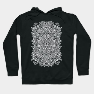 Black and White Leafy Nature Mandala Hoodie